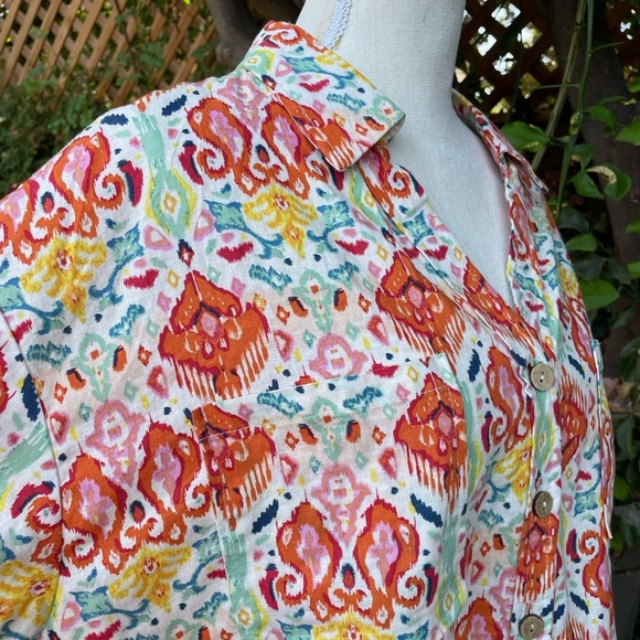 Short Sleeve Top Christian Siriano New York Button Up Crop Size Large - Picture 3 of 10